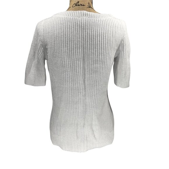 Talbots Factory Knit White 3/4 sleeve Top Size Small - Picture 3 of 6